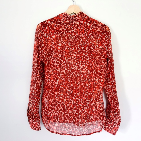 Lucky Brand Silk Sheer Leopard Print Button Down - Picture 6 of 8